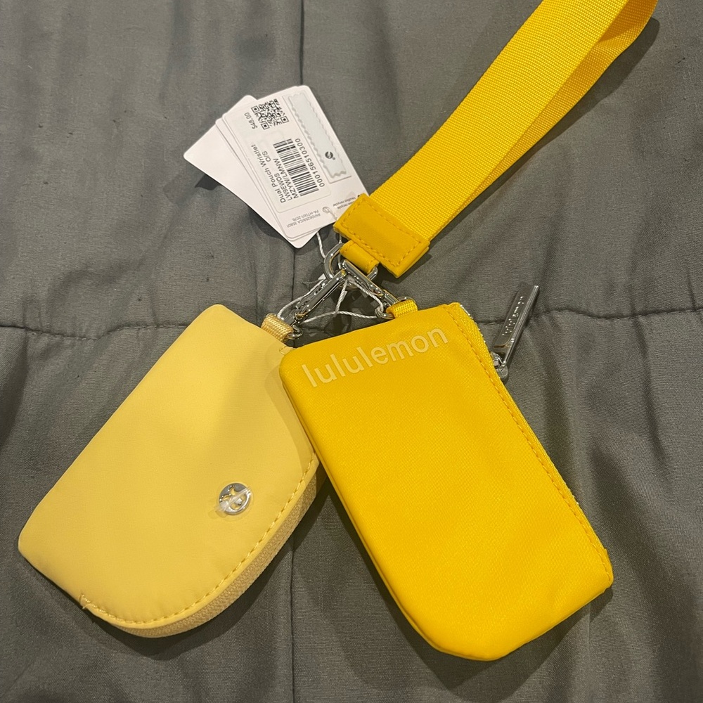 Lululemon dual pouch wristlet maize yellow new